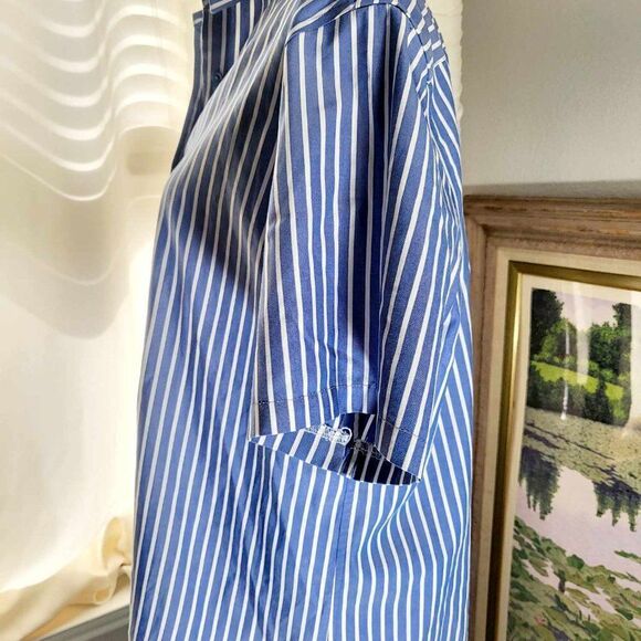 Easy Care Cotton Stripe Print Point collar Short sleeve Button Front shirt Size - Picture 10 of 14
